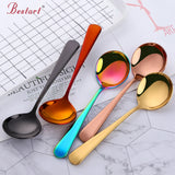 Coffee Dessert Rice Ice Cream Stainless Steel Colorful Honey Round Gold Spoon With Custom Logo