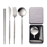 High Quality Metal Flatware Set Golden Plated Knife Spoon and Fork Travel Cutlery Set for Camping