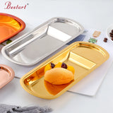 Hotel Dinning Room Stainless Steel Gold Serving Trays for Restaurant Tableware