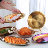 Factory Wholesale  Hotel Restaurant Plate Stainless Steel Soup Plate for Cooking