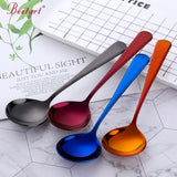 Coffee Dessert Rice Ice Cream Stainless Steel Colorful Honey Round Gold Spoon With Custom Logo