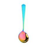 Coffee Dessert Rice Ice Cream Stainless Steel Colorful Honey Round Gold Spoon With Custom Logo