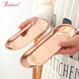 New Products Custom Hotel Oval Gold Stainless Steel Metal Serving Plate