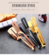 Kitchen Wares Accessories Stainless Steel Multifunctional Steak Clips BBQ Pizza Clamps Food Tongs
