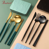 High Quality Metal Flatware Set Golden Plated Knife Spoon and Fork Travel Cutlery Set for Camping