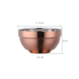 Tableware Insulated Double Walled Polished Rose Gold 304 Stainless Steel Round Rice Bowls