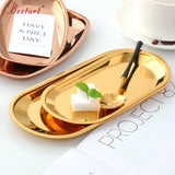 New Products Custom Hotel Oval Gold Stainless Steel Metal Serving Plate