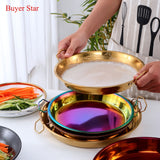 Buyer Star Stainless Steel Round Dinner Plate with Double Ear Handle
