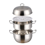 Stainless Steel Steamer Pot Soup Pot Steamer Basket Double Boiler 3 Layers Pot Steamer Induction Cooker Metal Steamer Pan
