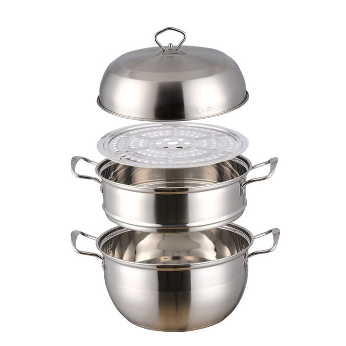 Stainless Steel Steamer Pot Soup Pot Steamer Basket Double Boiler 3 Layers Pot Steamer Induction Cooker Metal Steamer Pan