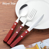 Wooden Handle Stainless Steel Flatware Set Cutlery Stainless Steel Flatware Set