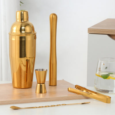 Buyer Star Bar Tool Set Gold Stainless Steel Home Bartending Kit and Martini Cocktail Shaker Set