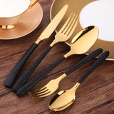 Cheap Price Wholesale Black Gold Mirror Polish Tableware Sets for Wedding Restaurant