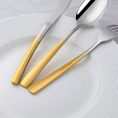 304 Stainless Steel Tableware Mirror Polish Gradated Gold Flatware for Wedding Party Bar