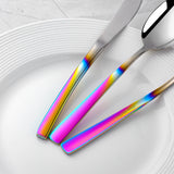 Bulk Sale 304 Stainless Steel Tableware Gradated Rainbow Mirror Polish Flatware for Party Bar