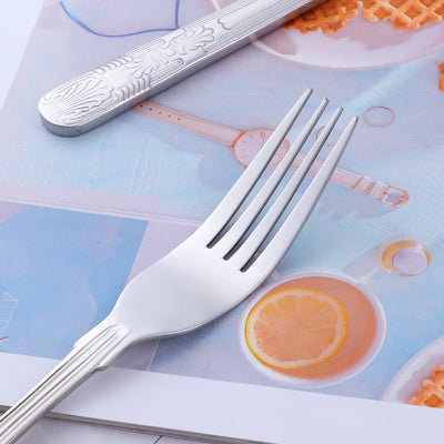 Custom LOGO Stainless Steel Modern Dinnerware Silver Cutlery Restaurant Wedding