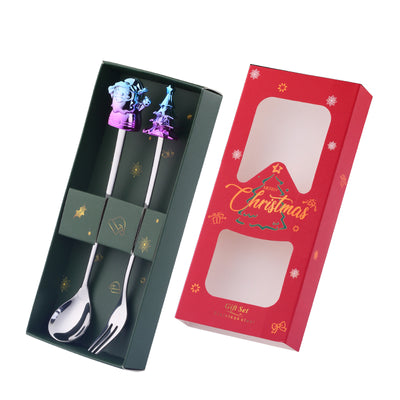 Christmas Style 50 set- Spoon and Fork Stainless Steel Cutlery Set In Gift Box for Festive Celebrations - comes in a beautiful Red color