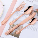 Accept Customer LOGO Tableware Sets Mirror Polished Cutlery Rose Gold Color