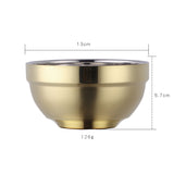 Tableware Insulated Double Walled Polished Rose Gold 304 Stainless Steel Round Rice Bowls