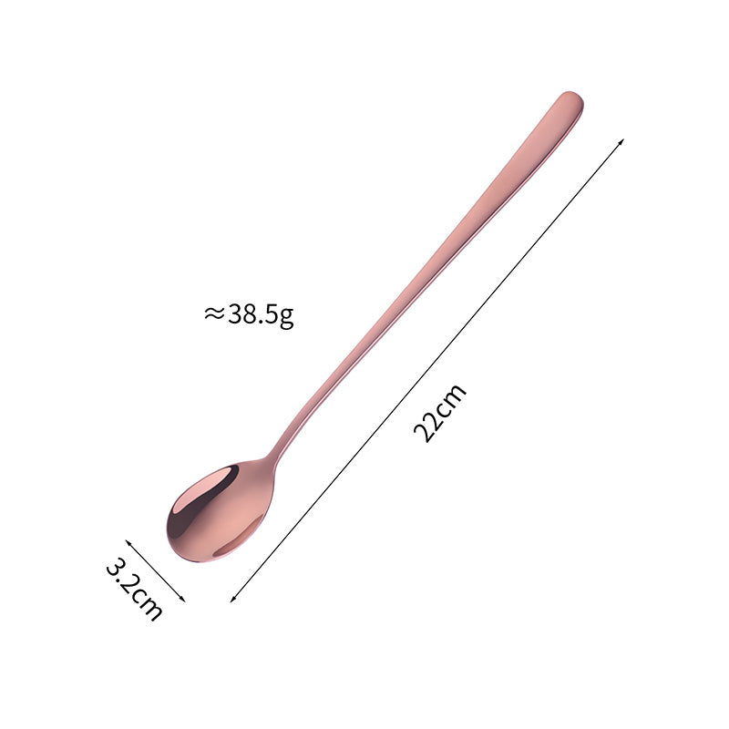 Long Handle Coffee Spoon Set Small Korean Metal Dessert Spoons Gift Brass Stainless Steel Flatware