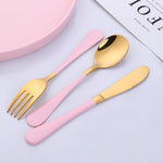 304 Stainless Steel Children Cutlery Sets Colorful Tableware for Supermarket