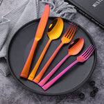 Amazon Hot Sale Magic Red Tableware Set Stainless Steel Cutlery Flatware Set