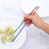 Buyer Star 304 Stainless Steel Square Chopsticks Colorful Sets for Kitchen Canteen