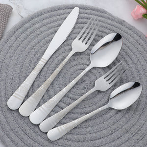 High quality Restaurant Hotel Wedding Flatware Silver Knife Forks And Spoons Set Stainless Steel  Cutlery Set