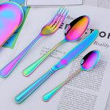 New Design Stainless Metal Tableware Sets Rainbow Color for Party Wedding