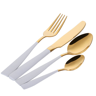 Modern Design Popular Dinnerware White Gold Mirror Polished Cutlery