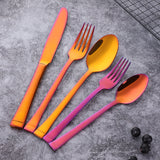 Amazon Hot Sale Magic Red Tableware Set Stainless Steel Cutlery Flatware Set