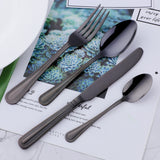 Mirror Polished Cutlery Sets Black 304 Stainless Steel Factory Wholesale