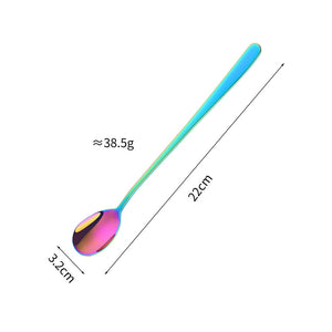 Long Handle Coffee Spoon Set Small Korean Metal Dessert Spoons Gift Brass Stainless Steel Flatware