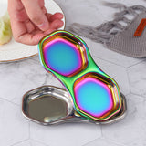 304 Stainless Steel Water Hexagonal Flavor Plate Metal Cutlery Mirror Polished