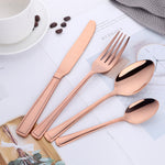 Support OEM ODM Tableware Sets Mirror Polished Cutlery Rose Gold Color