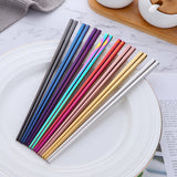 Buyer Star 304 Stainless Steel Square Chopsticks Gold Colorful