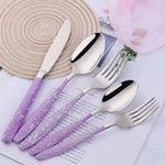 Mirror Polish Stainless Steel Kitchenware Set Purple Color for Wedding Tableware