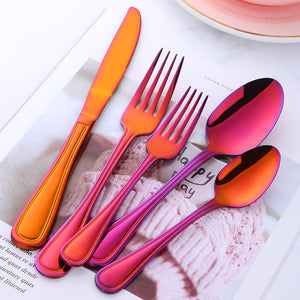 Wholesale Christmas 5pc Silver Mirror Polished Knife Fork Spoon Cutlery 304 Stainless Steel Silverware Flatware Sets