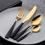 Factory Wholesale 304 Stainless Steel Modern Dinnerware Black Gold Cutlery