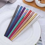 Buyer Star 304 Stainless Steel Square Chopsticks Colorful Sets for Kitchen Canteen