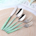 Luxury Dinnerware Mirror Polish Stainless Steel Green Cutlery for Wedding Tableware