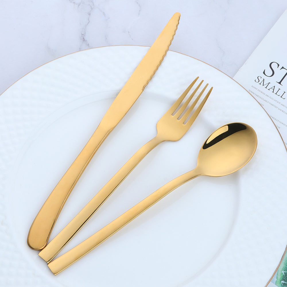 High Quality 4pcs Silverware Mirror Polish Wedding Stainless Steel Spoon and Fork Modern Cutlery Set