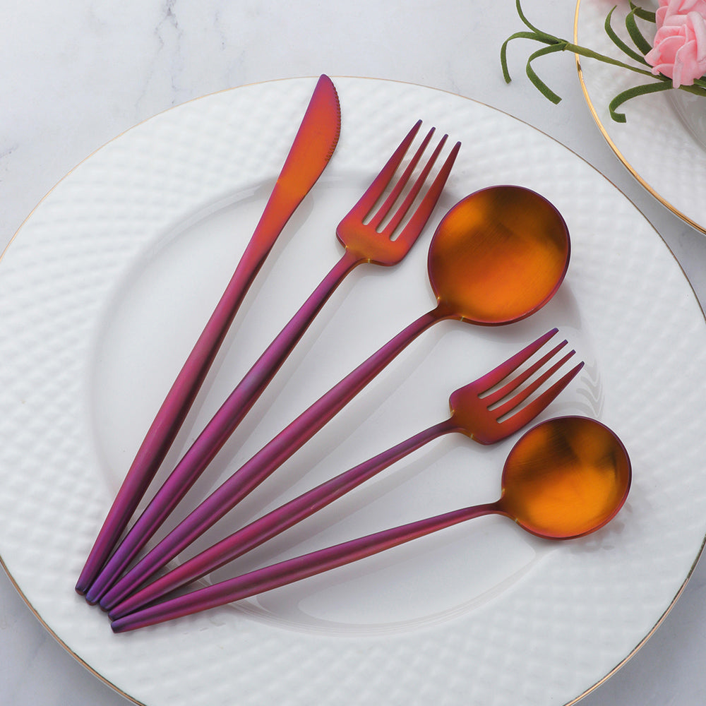 Support OEM ODM Cheap Price Stainless Steel Black Flatware Party Tableware Set