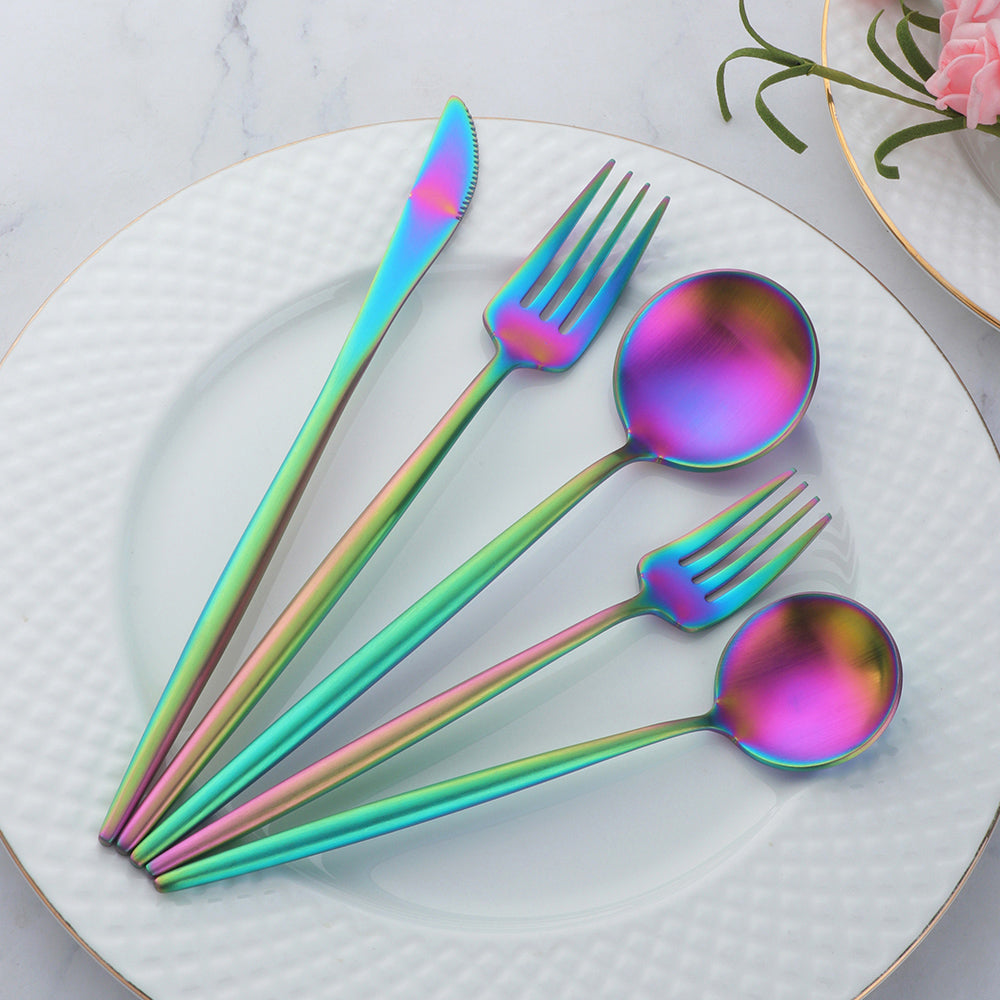 Support OEM ODM Cheap Price Stainless Steel Black Flatware Party Tableware Set