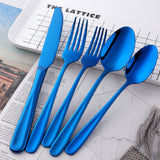 304 Stainless Flatware Set Mirror Polish Blue Color Kitchen Hotel Party Cutlery