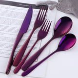 Factory Wholesale Tableware Purple Mirror Polish Hotel Kitchen Cutlery Set