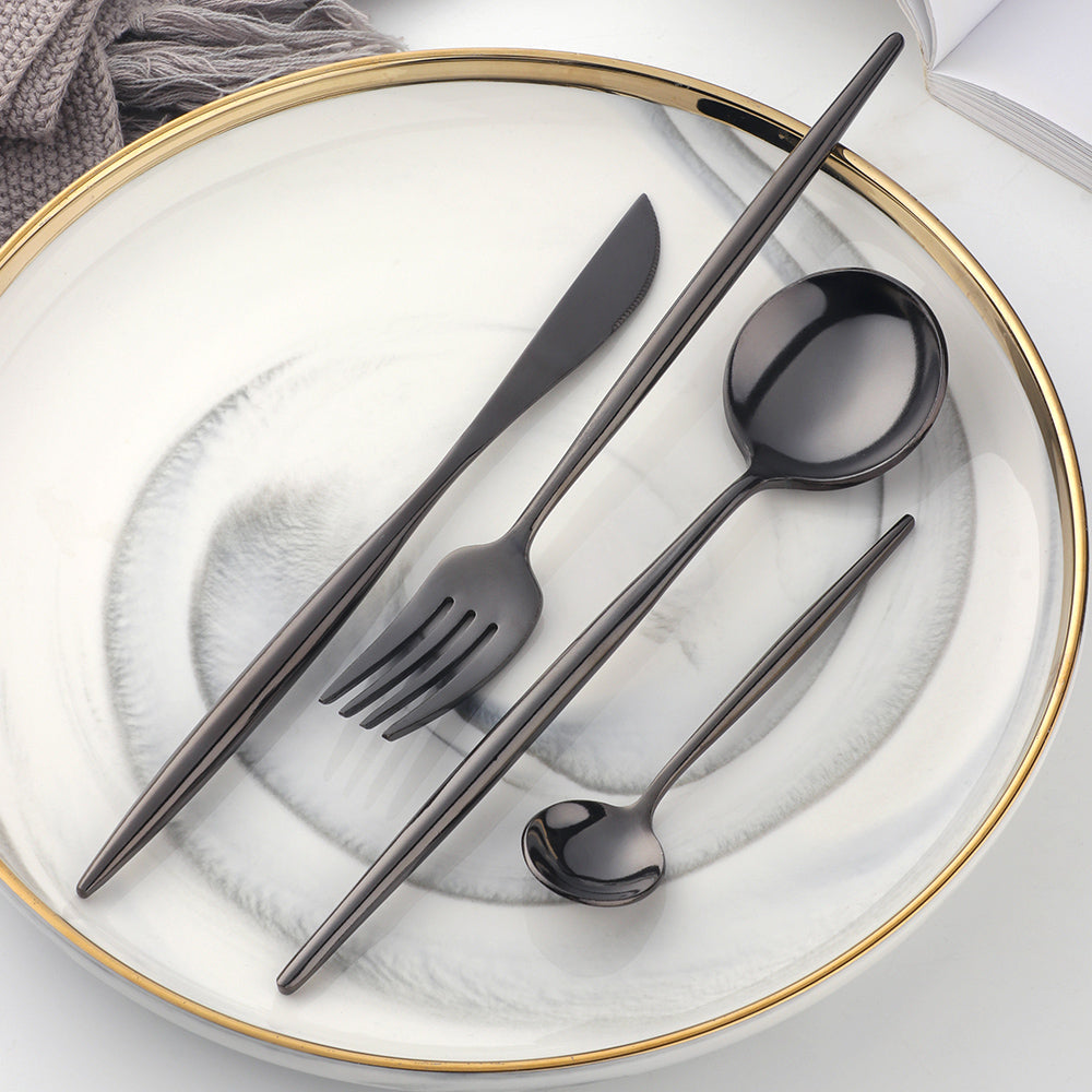 Amazon Hot Sell Western Cutlery Set Stainless Steel Silver Flatware Kitchen Wedding Cutlery Set