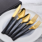 304 Stainless Steel Cutlery Sets Black Gold Tableware mirror polished