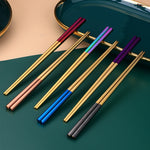Portable Reusable Korean Metal Chinese Stainless Steel Chopsticks with Custom logo