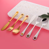 Cute Cat Foot New Design Tableware Gold Cutlery Sets 304 Stainless Steel